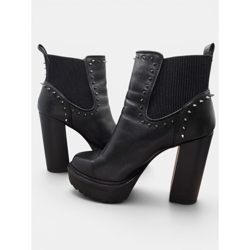 GIANNI Bini Raanta Studded Spiked Lug Sole Platform Boots Heel Black Size 8